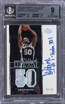 2003-04 UD "Exquisite Collection" Number Pieces #DA David Robinson Signed Card (#49/50) – BGS MINT 9/BGS 10